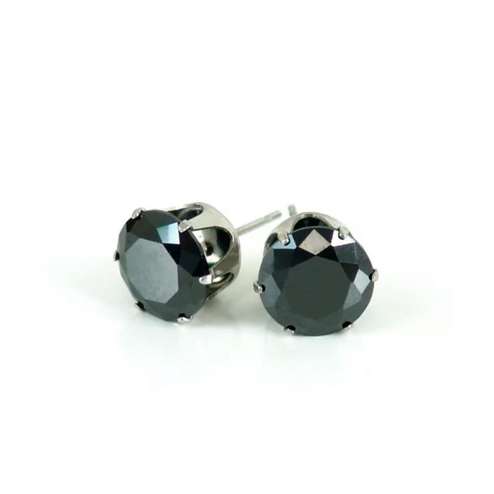 💖 Hypoallergenic Stainless Steel Black Earrings 8mm NEW